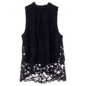Love, Fire Embroidered Lace Mock Neck Sleeveless Top Black Size M